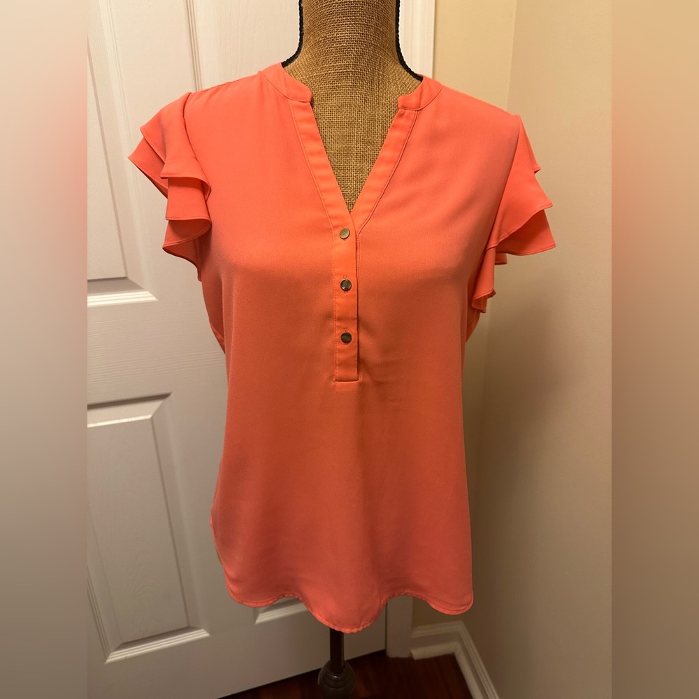 Ivanka Trump Pink Flutter Sleeve Blouse size small